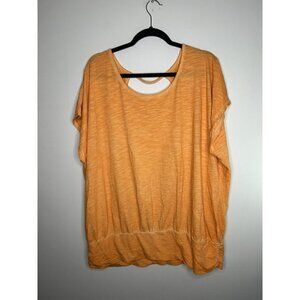 Lane Bryant Womens Shirt Orange Coral Short Sleeve Stretch Top Size 18/20